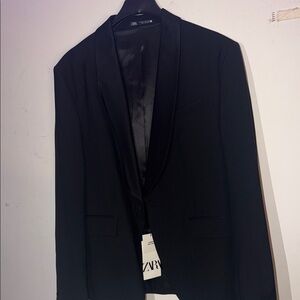 Zara Men's Elegant Black Tuxedo Jacket